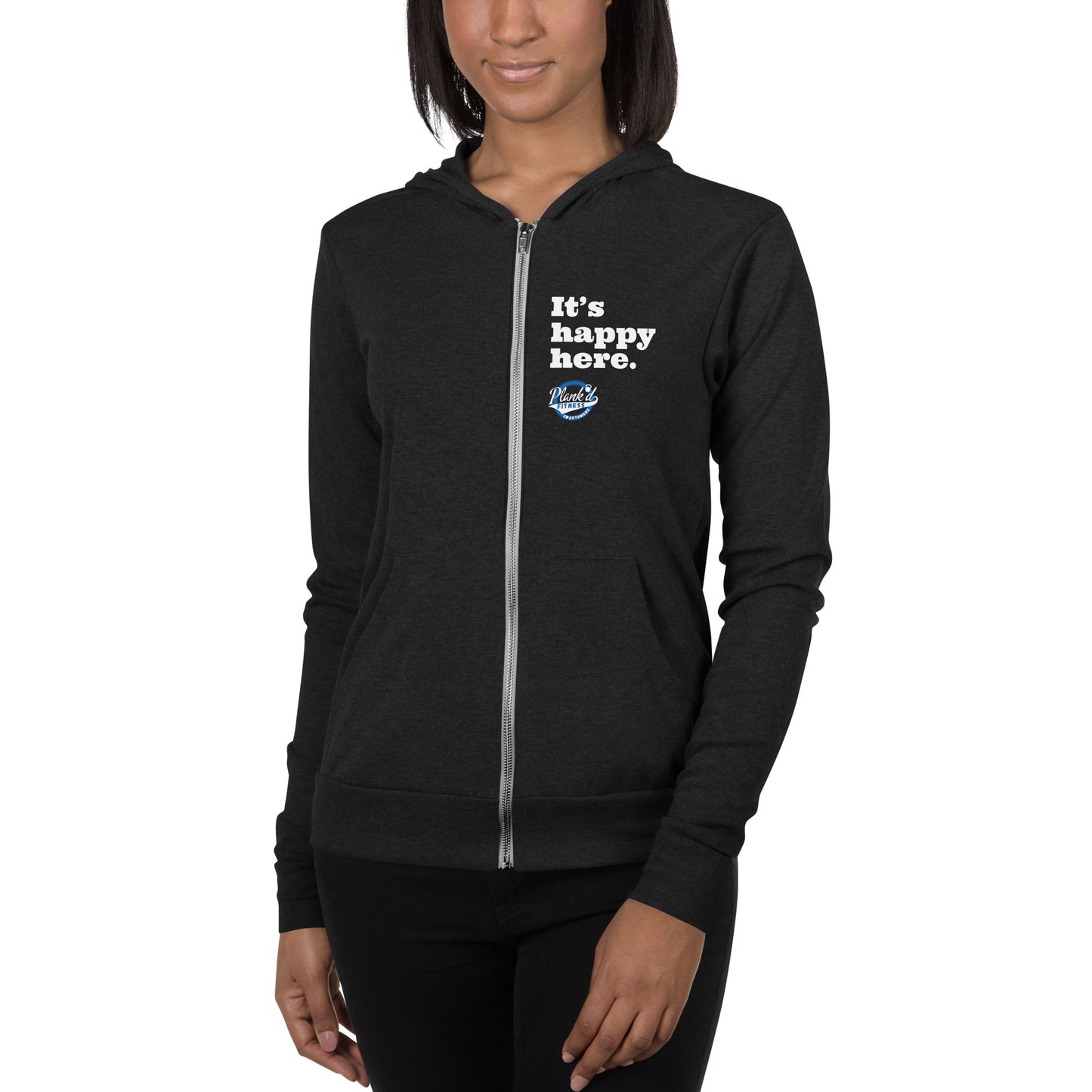 It's Happy Here Unisex zip hoodie