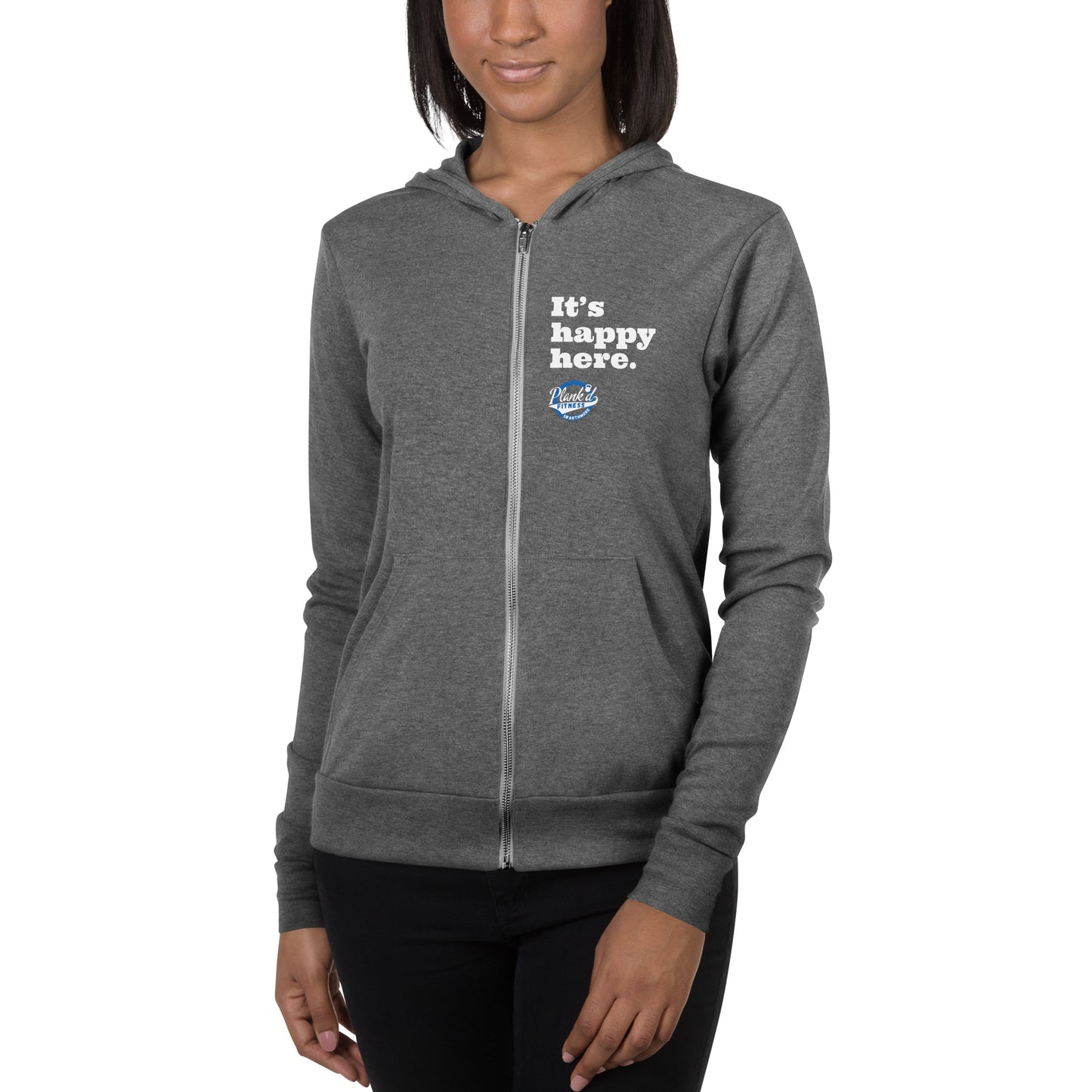 It's Happy Here Unisex zip hoodie